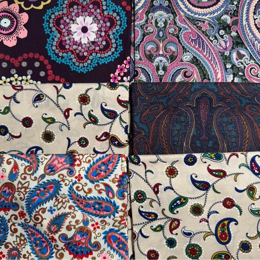 6 fat quarters Colorful Paisley and Floral quilt cotton Fabric Set #33